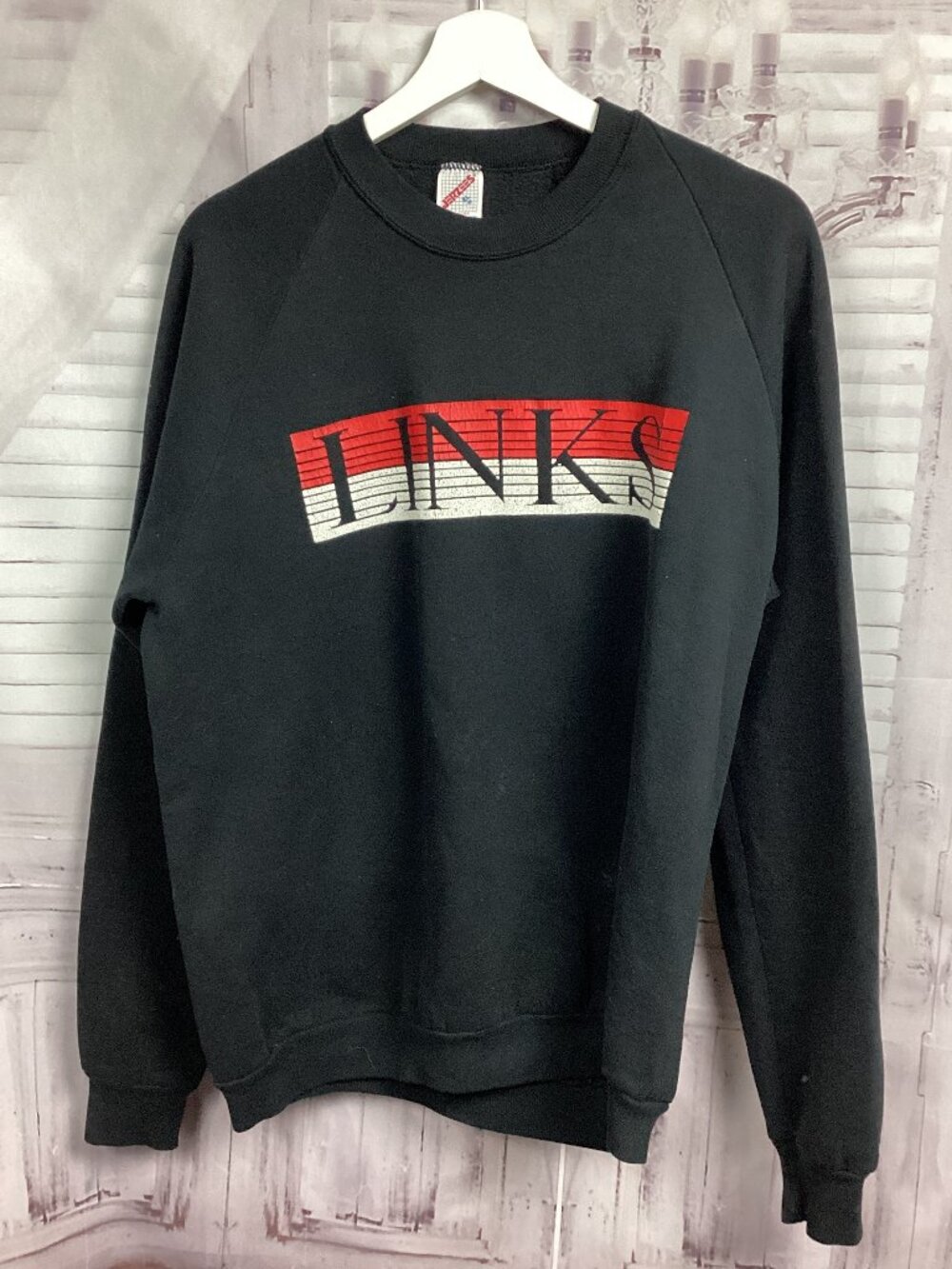 Vintage Black Sweatshirt LINKS Jerzees XL